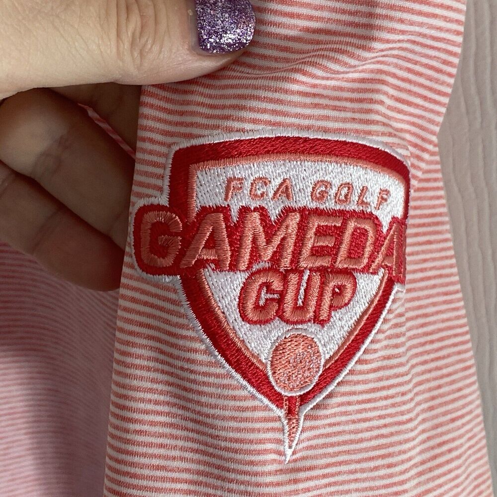 JOHNNIE-O Shirt Mens Size Large Polo Performance Stripe Golf Wicking Conch - Picture 3 of 6